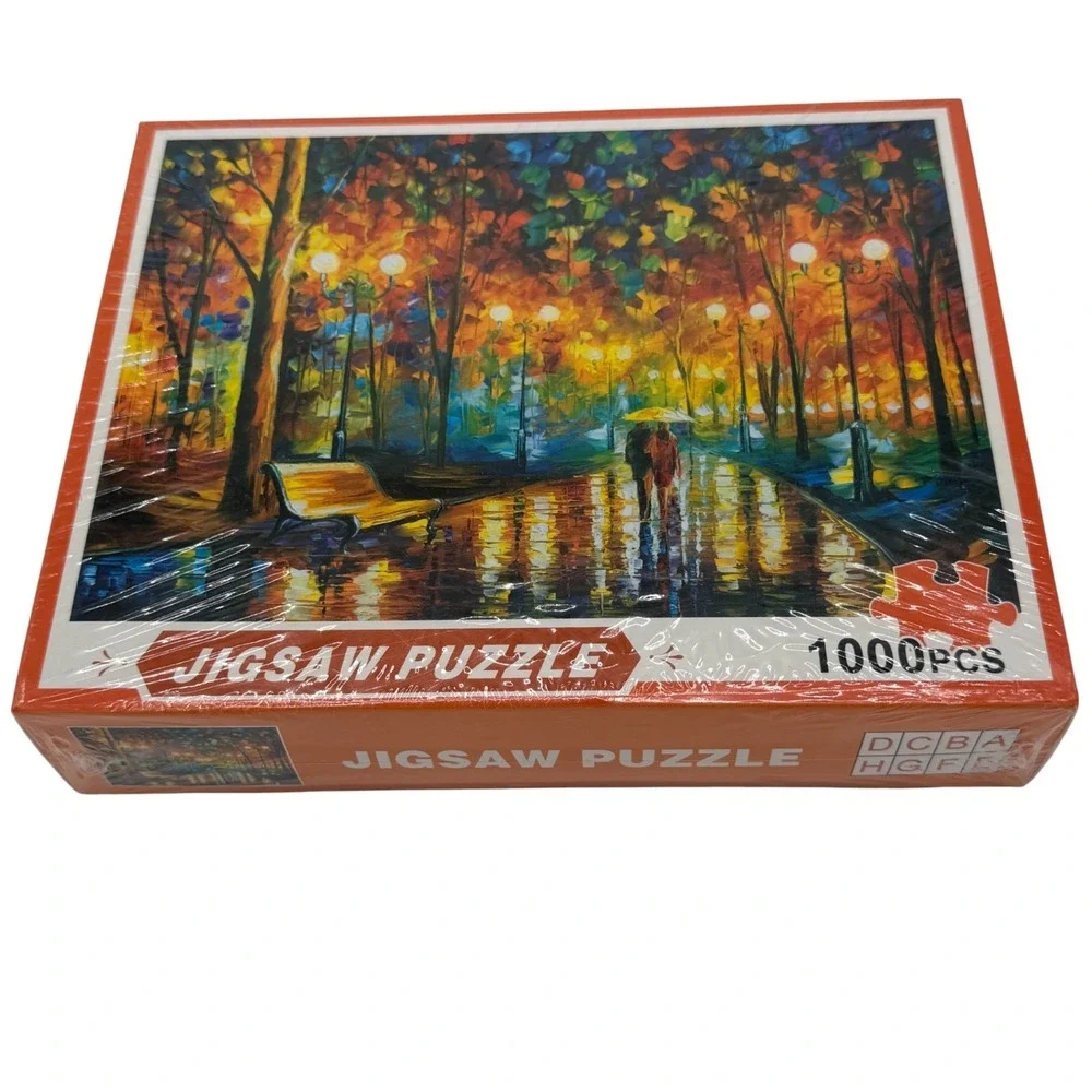 NEW Rainy Night Walk In The Park Romantic Street Scene 1000‎ Pcs Jigsaw Puzzle